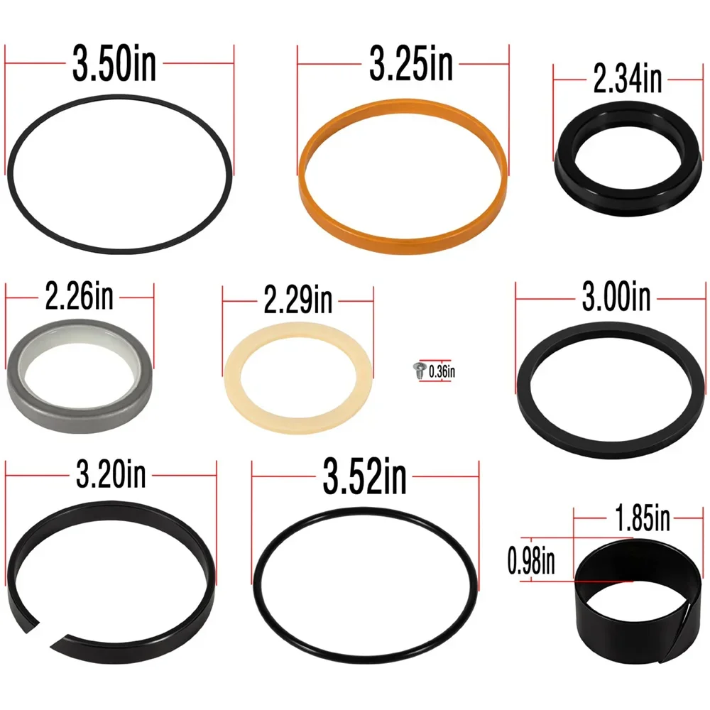 Hydraulic Cylinder Seal Replacement Kit G109417 for Case 650 850D 855D W30, 35C 35CWL 580B 580D 580E 580G 580SD 580SE Rod: 1.75"