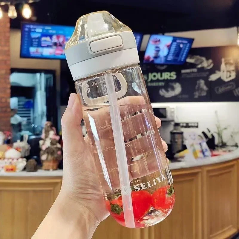 Water Cup Available for Pregnant Women Simple Outdoor Sports Rope Straw High Temperature Plastic Cup Kawaii Water Bottle water bottle sports water bottle sports bottle plastic water bottle
