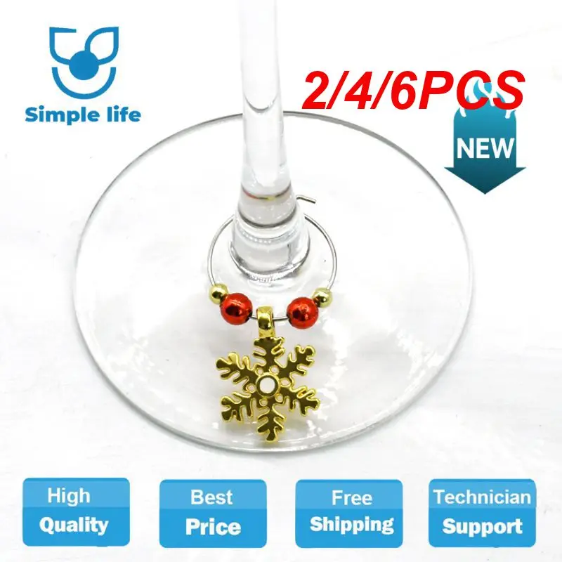 

2/4/6PCS /Set Wine Glass Tag Christmas New Year Cup Ring Party Decor Elk Bell Xmas Pendants Decoration Navidad Table Decorations