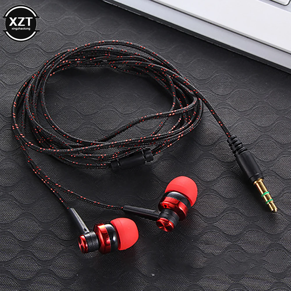 Stereo Wired In-Ear Earphones with Nylon Weave Cable and Built-In Mic