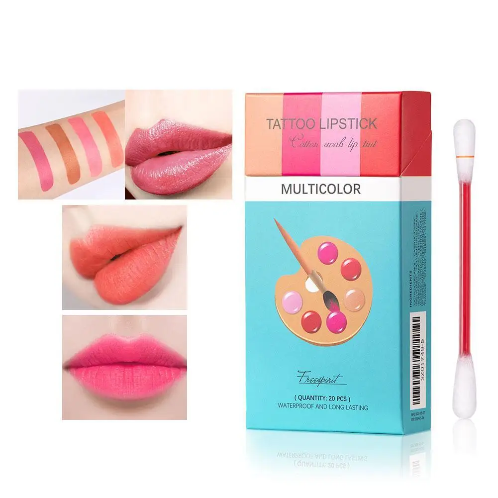 

20pcs/box Disposable Lipstick Creative Cotton Swab Cigarette Lip Glaze Waterproof Lasting Non-stick Cup Lips Makeup Cosmetics