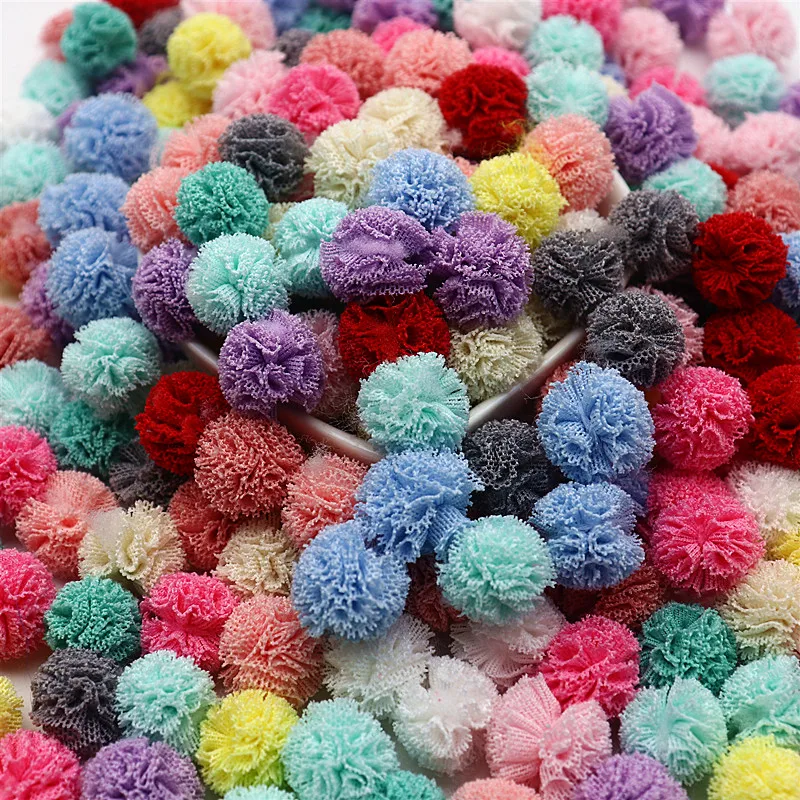 Color Mesh Lace Ball DIY Children Clothes Hat Craft Plush Mesh Pendant Hairpin Jewelry Making Accessories 80/160 Pieces 15mm jewelry making supplies craft supplies
