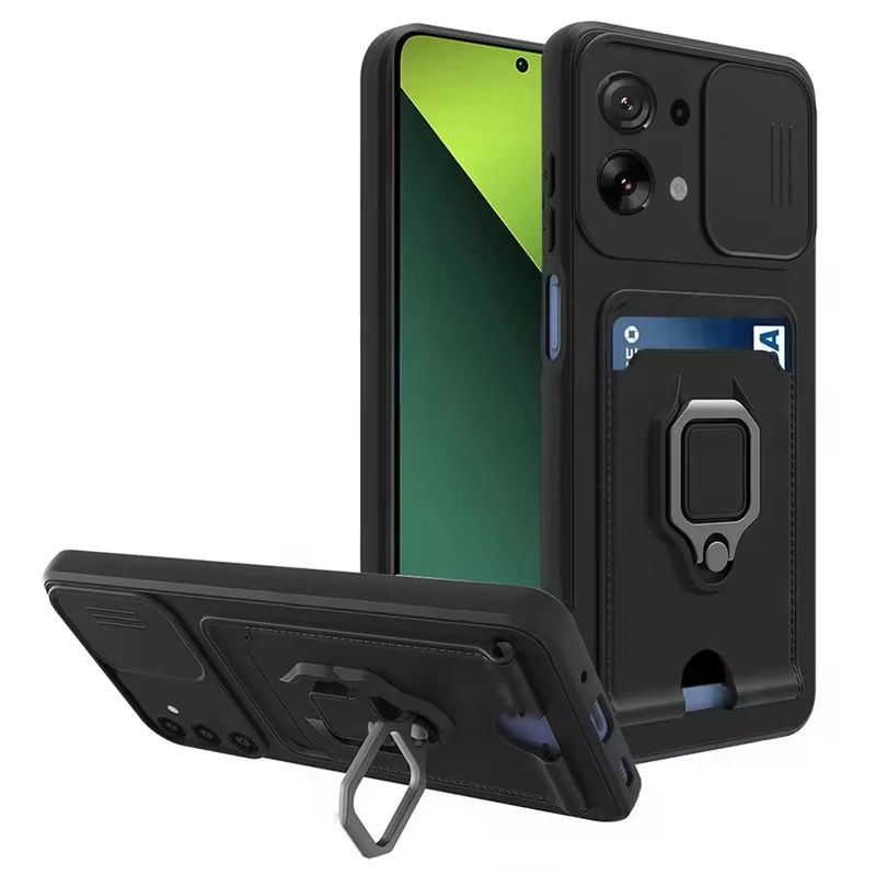 Slide Camera Card Slot Shockproof Luxury Armour TPU Phone Case