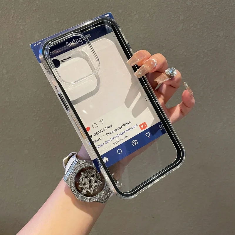 Elegant Dual-Function Transparent Candy Phone Case with Shockproof Bumper
