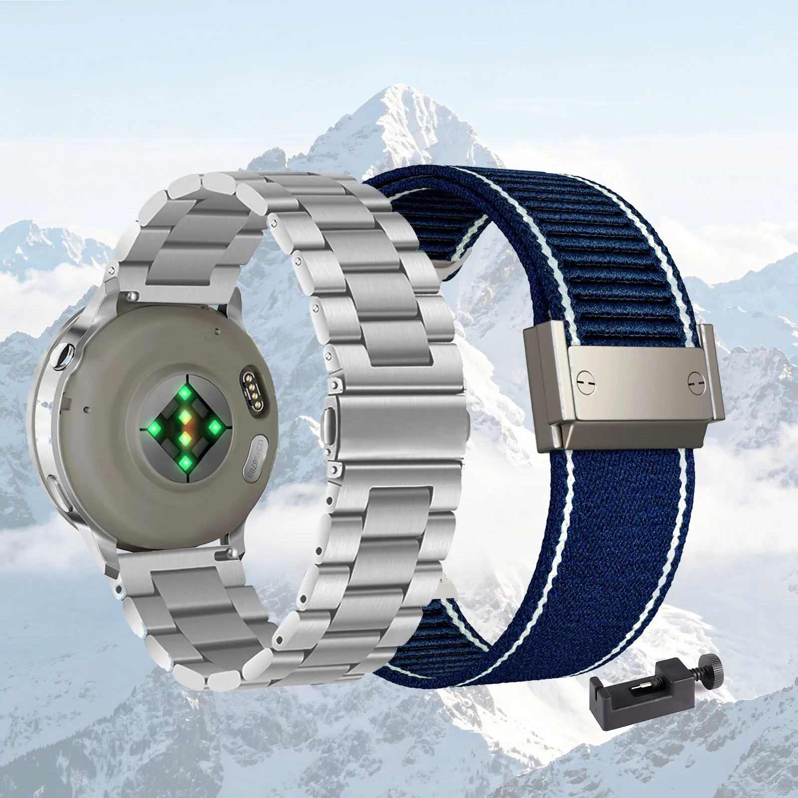 Dual-Styled Strap Set: Premium Metal and Nylon Bands