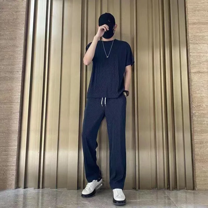 남성 티셔츠 바지 세트, 일반 나일론 여름 의류, 투피스, 한국 스타일, 2024 Young La, 저렴한 티 Xl