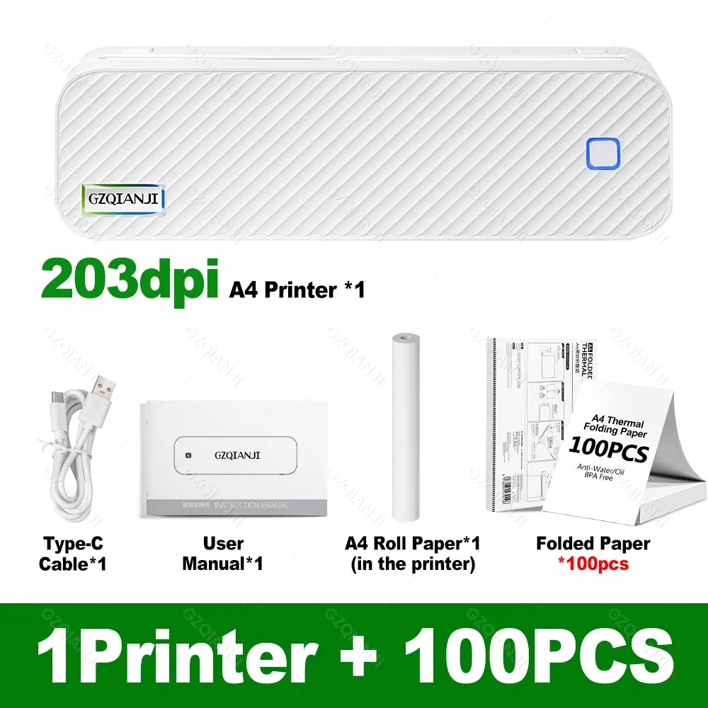 طابعة حرارية محمولة صغيرة الحجم بحجم A4، لا تتطلب...