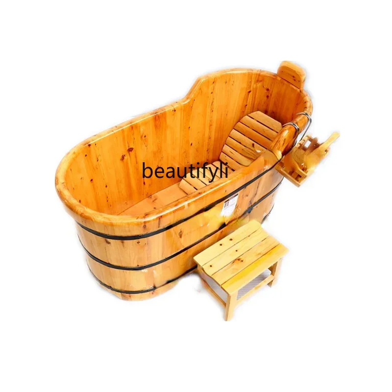 CedarWoodenBarrelBathBarrelFullBodyBathtubSolidWoodBathtub