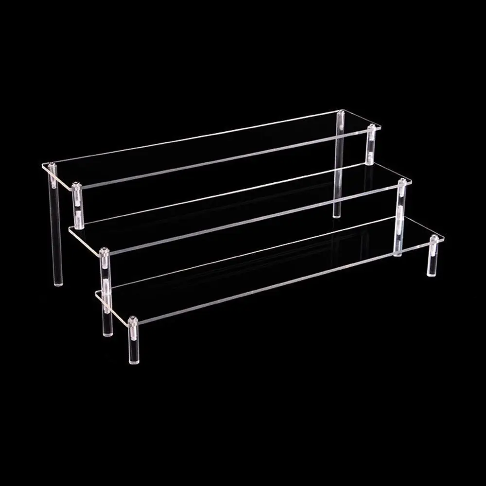1-5 Tier Acrylic Display Stand Durable Display Rack For Cupcake Perfume Doll Transparent Trapezoidal Blind Box Storage Shelf 6