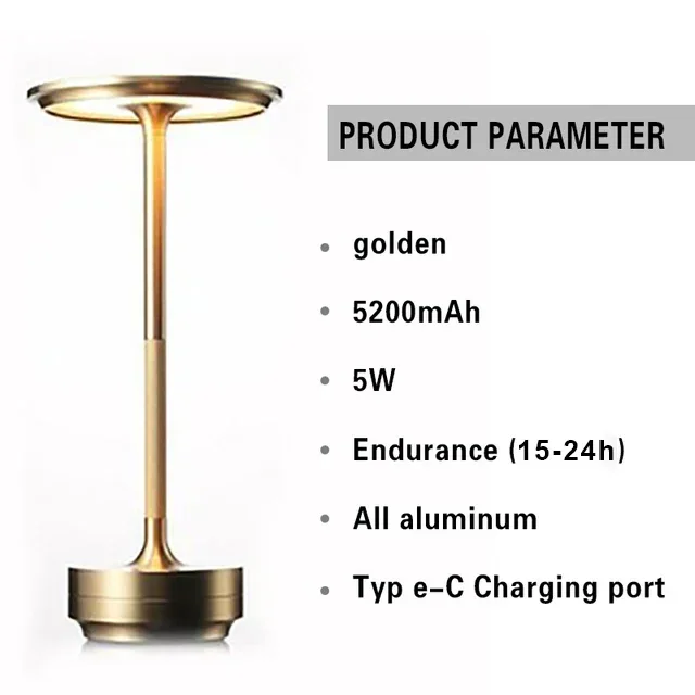 LED Cordless Table Lamp Retro Bar Metal Desk Lamps Rechargeable Touch Dimming Night Light Restaurant Bedroom Home Outdoor Decor 6