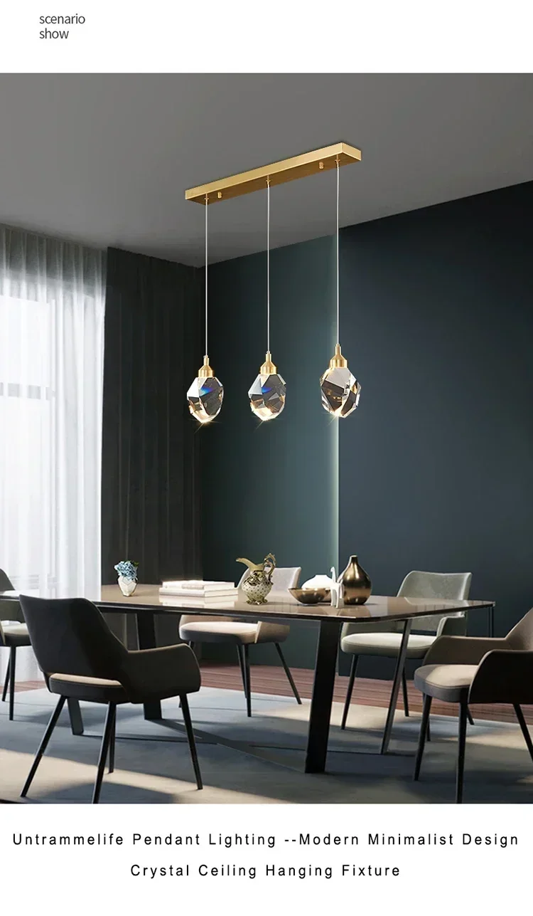 Description Picture 5 of itemModern Crystal Chandelier Indoor Crystal Ceiling Light Fixtures With Clear Solid Crystal For Living Room Hallway Kitchen Lamp