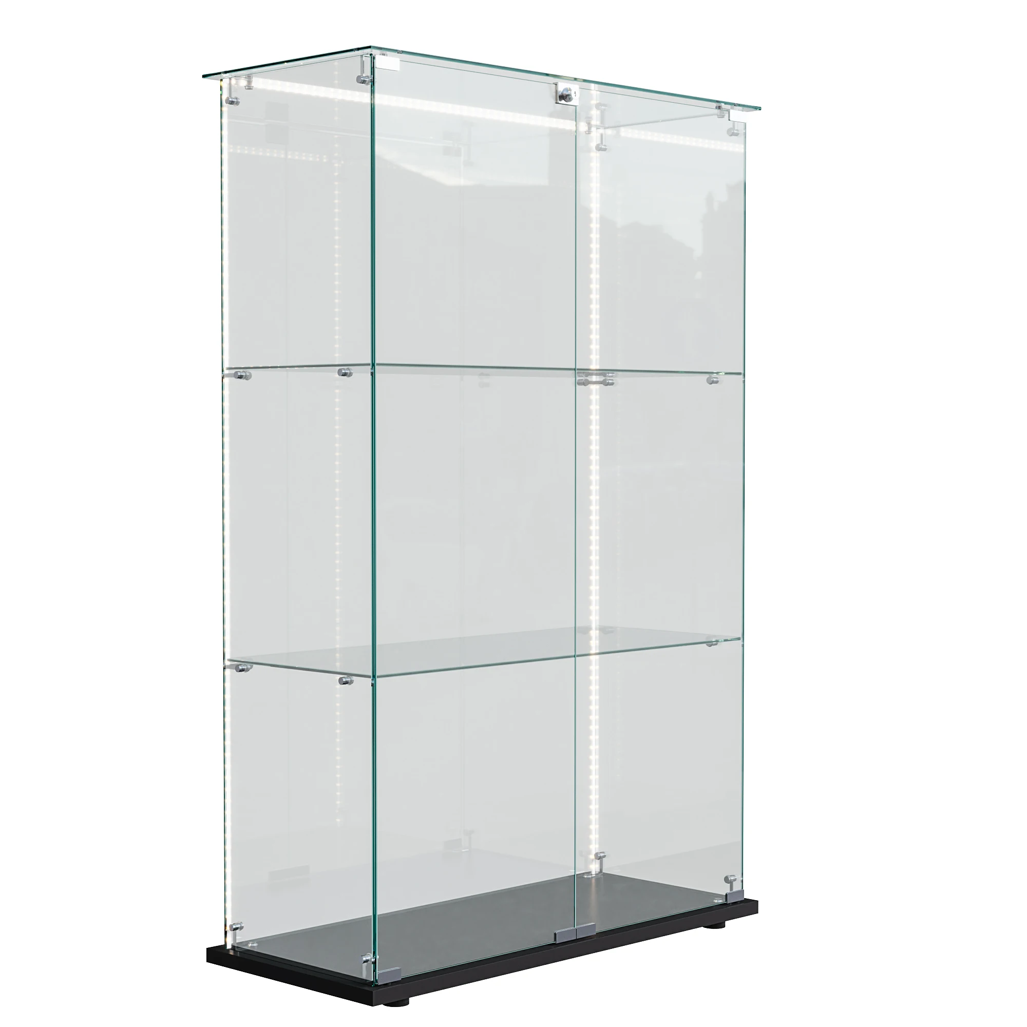 Lazyspace 3-stöckiges Dekoratives Regal mit LED-Beleuchtung, Glas-Vitrine für Bar, Wohnzimmer, Raumdekoration – Detail 12