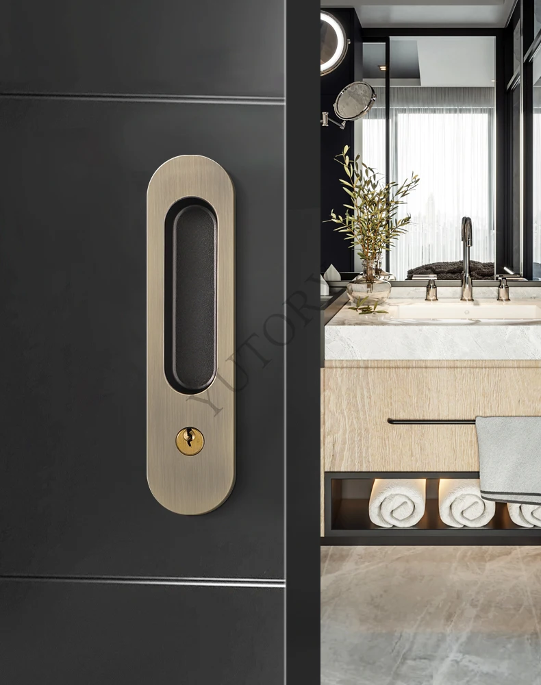 Translation sliding door lock indoor kitchen balcony double opening wooden door sliding lock