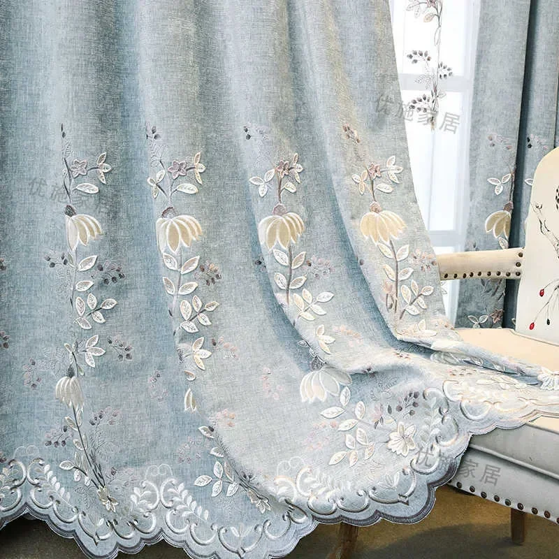 Simple Curtain Tulle Embroidered Curtains for Modern Living Room Bedroom   Blackout  Curtains 4