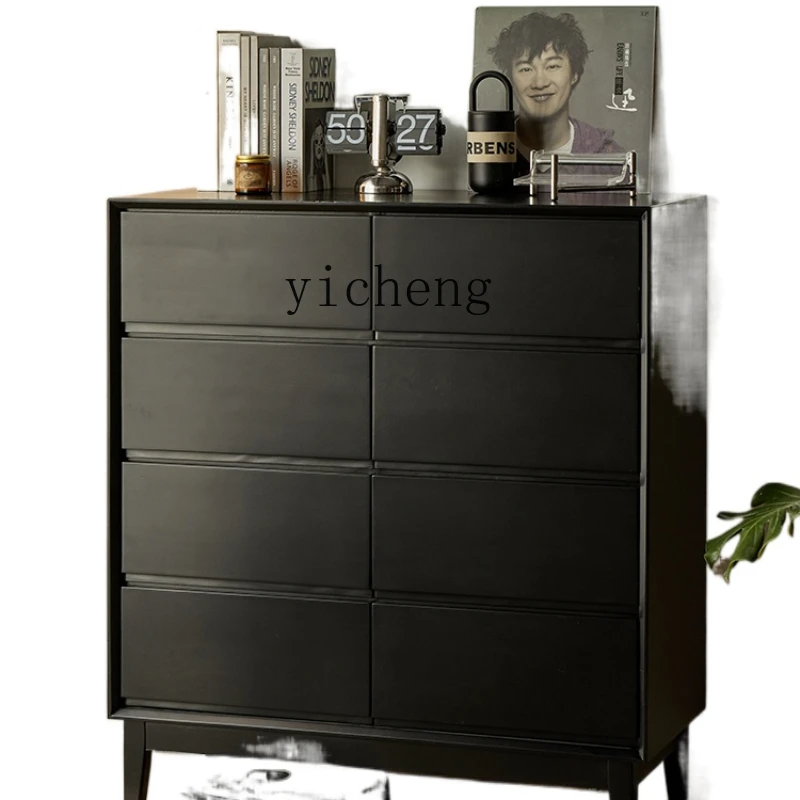 

YY Solid Wood Chest of Drawers Full Solid Wood Bedroom Storage Cabinet Simple Five-Bucket Cabinet