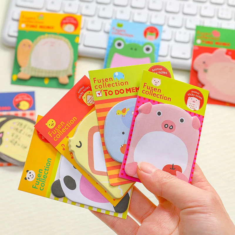 8-Piece Adorable Animal Sticky Notes Set - Panda & Cat Stationery Collection