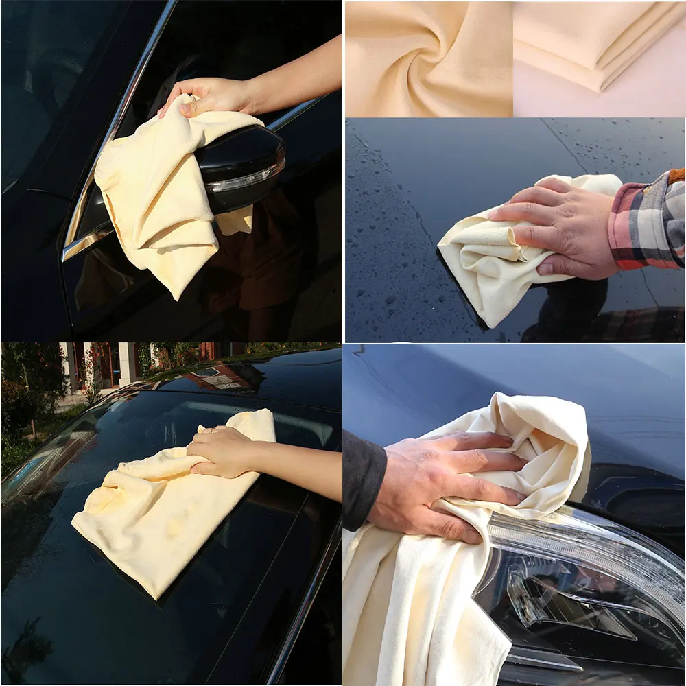 Natural Deerskin Leather Cleaning Towel 40x60CM Car Home Washing Care Quick Dry Super Absorbent Glass Drying Rags
