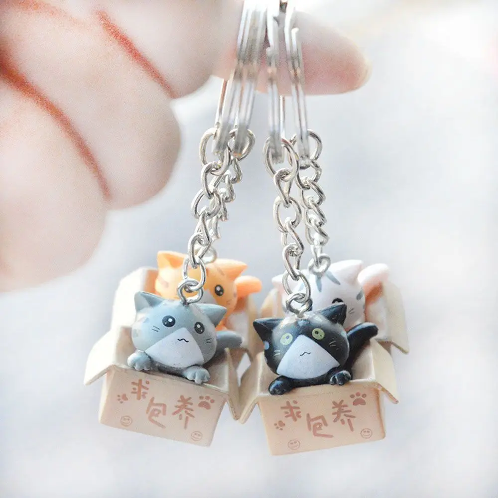 Cute Creative Box Personality Little Cat Decorazioni Portachiavi Portachiavi Borsa Ciondolo Charm Per Uomo Donna
