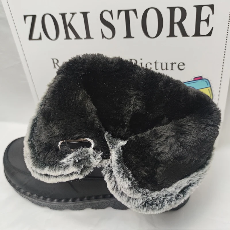 Faux Fur Waterproof Snow Boots for Men Outdoor Keep Warm Winter Shoes Mens Plush Platform Ankle Boots Cotton Padden Shoes