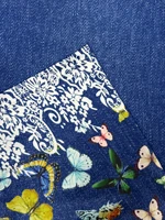 Plus Size Women's Capri Leggings with Butterfly Pattern Denim-Look Print Comfortable Stretch Fashion Casual Mid-Calf Knit Pants - Image 5