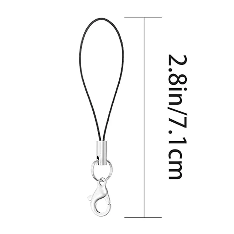 50PCS Durable Black Nylon Lanyard Charms with Lobster Clasp | Anti-Fray Adjustable Keychain Straps