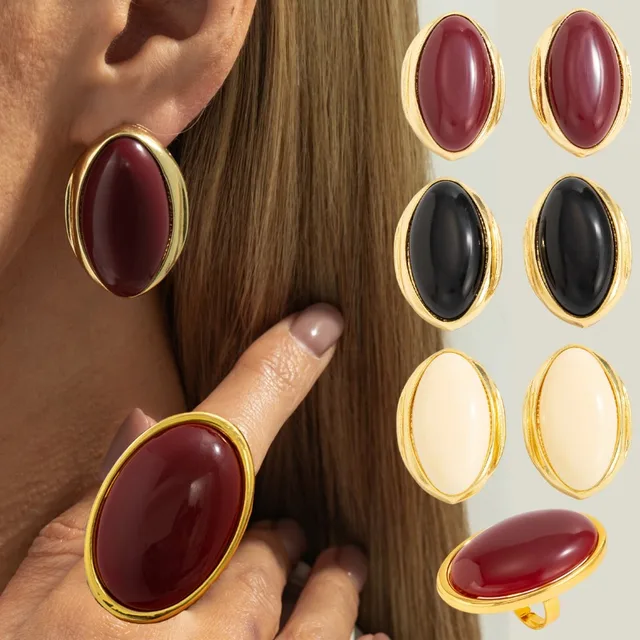 Creative Resin Acrylic Stud Earrings for Women 2026 Oval Earring Trendy Geometric Ring Exaggeration New Year Party Jewelry Gift 1
