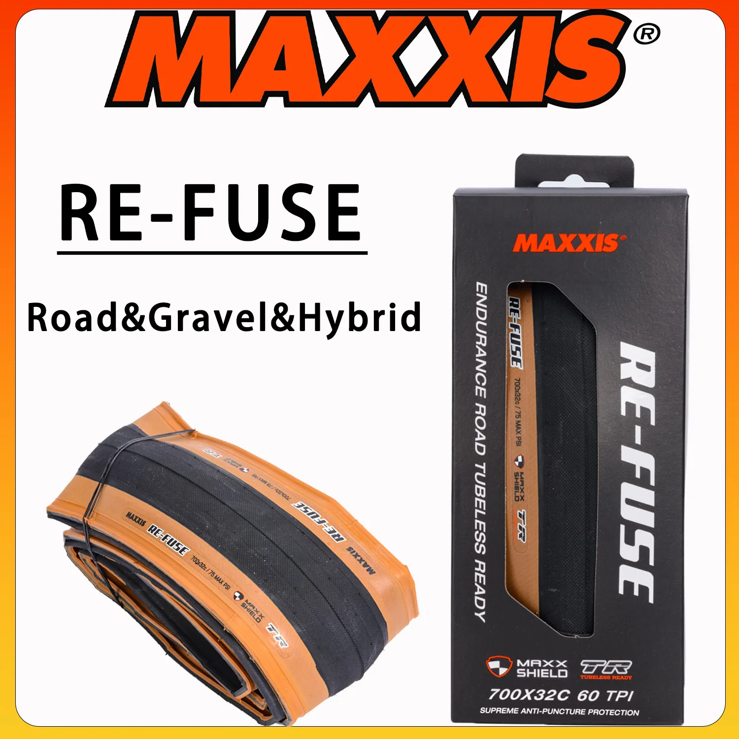 MAXXIS RE-FUSE Gravel Road BIKE TIRE 700C 650x47B 700x25C 700x28C - Main Image