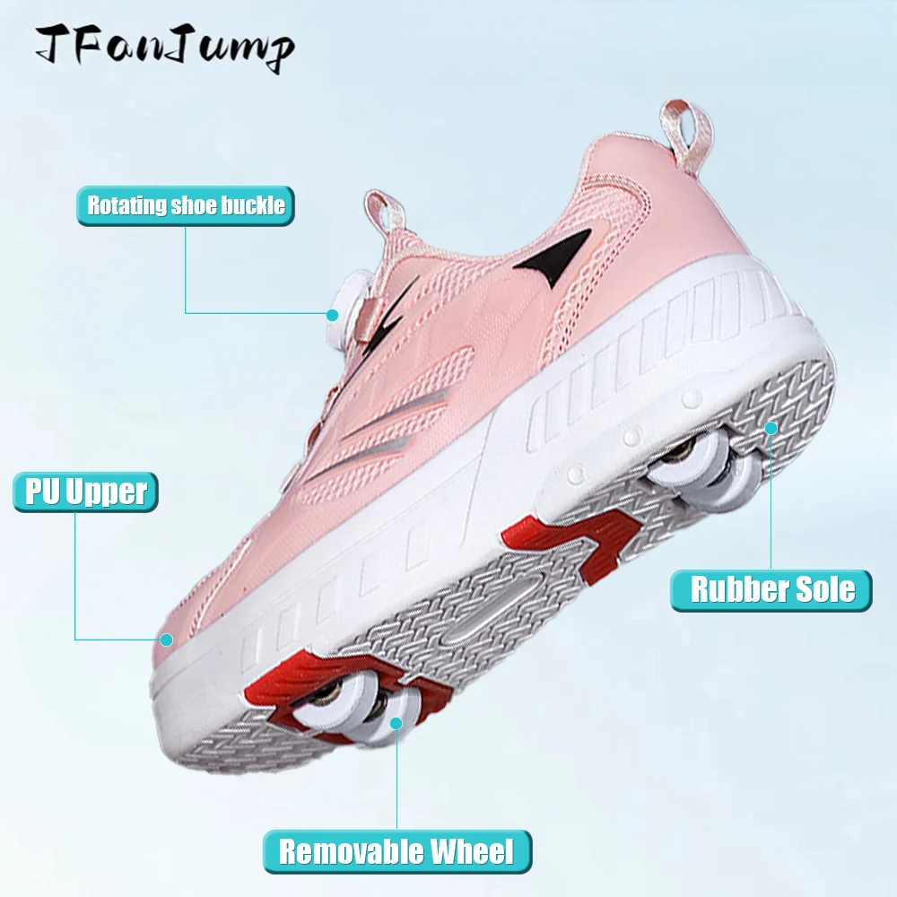 変形車輪複列スニーカー4輪通気性スケートローラーシューズ自動歩行見えないプーリー変形ローラー(ホワイトブルー、 38) ローラーシューズ 大人 ローラースケート 子供 4輪