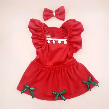 1 Set Pet Dress Christmas Dog Costume Elegant Red Skirt With Bow Headdress Cat Princess Dress Pet Supplies 3