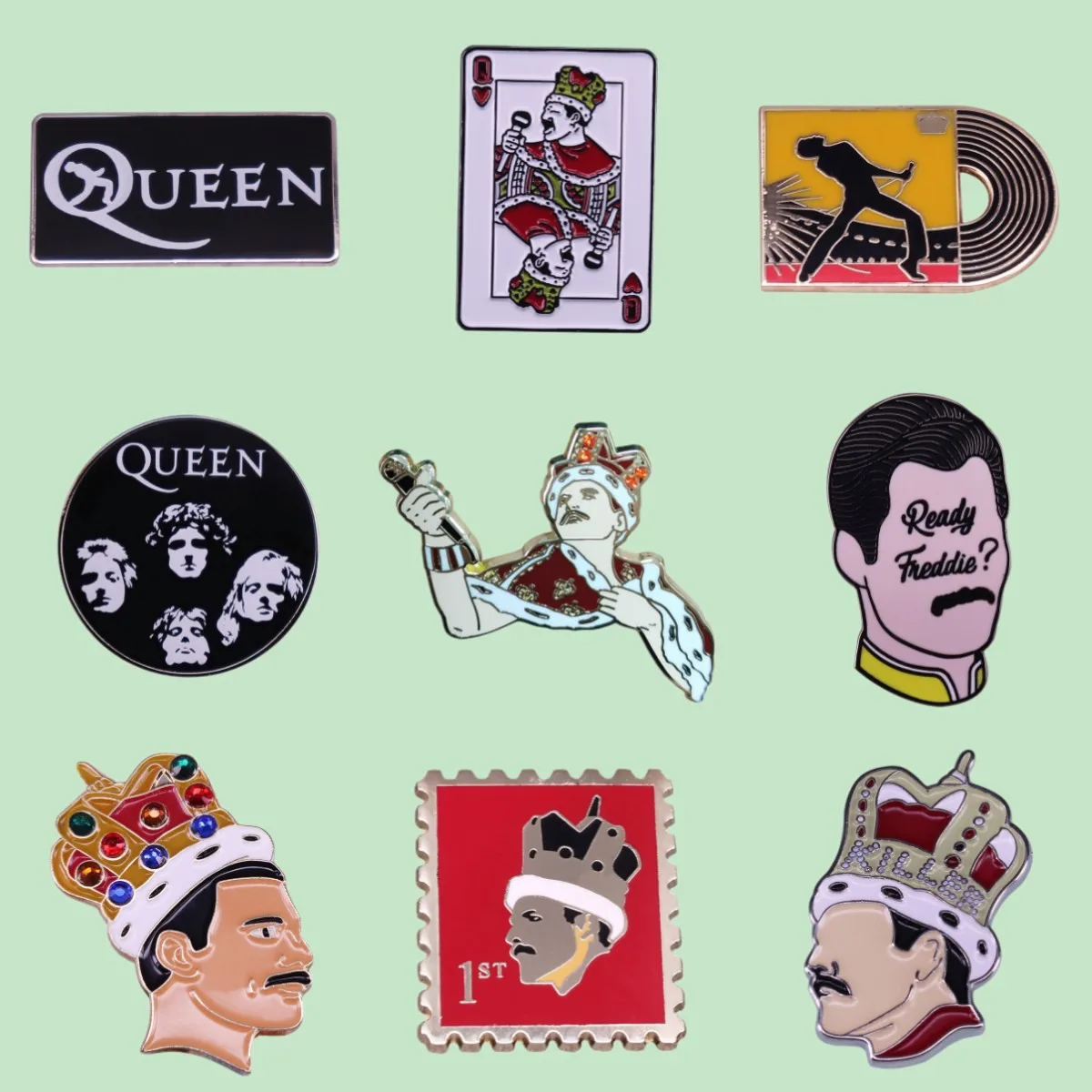 Pack De 4 Pins Queen – Goodies Musique Officiels – Alliage Zinc, émaillés – Pour Vestes, Sacs