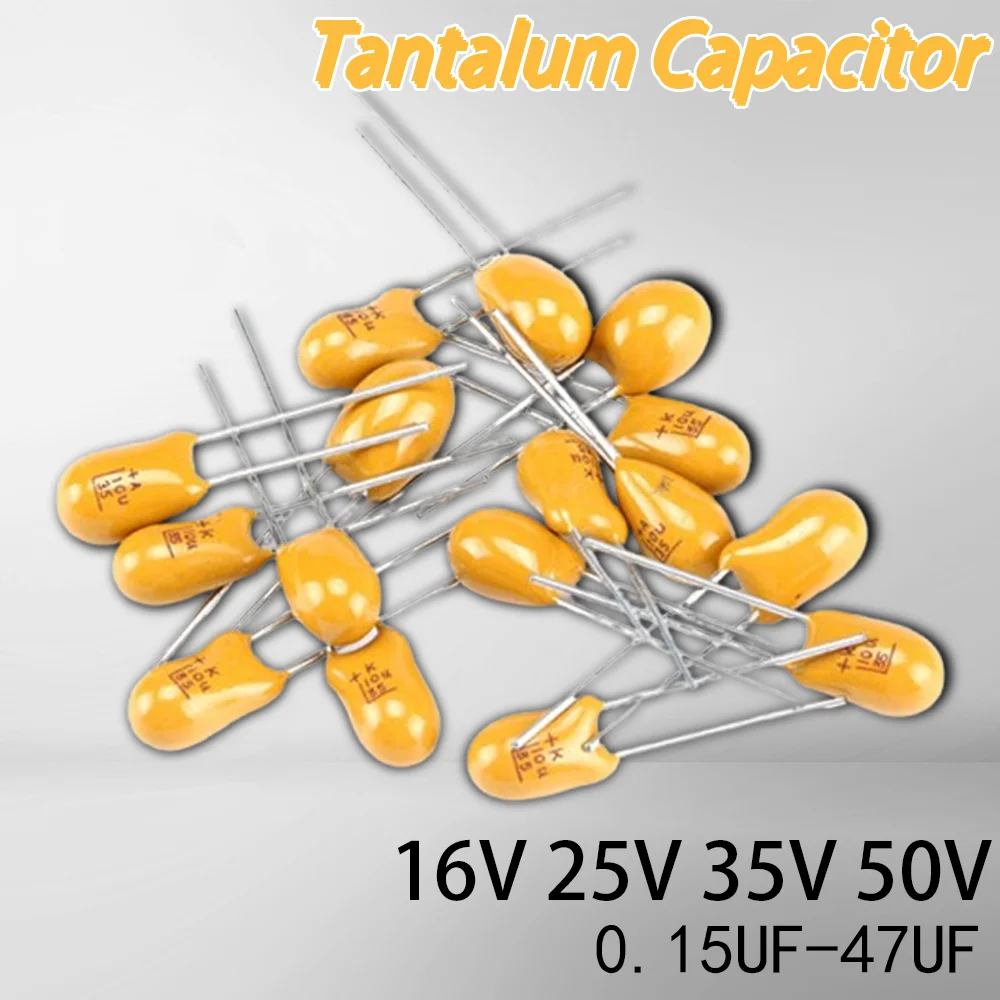 DIP Tantalum Capacitor 16V 25V 35V 50V 0.1 0.15 0.22 0.33 0.47 1 2.2 3.3 4.7 6.8 10 15 22 33 47 100UF 104 105 106 225 226 10PCS tantalum capacitor