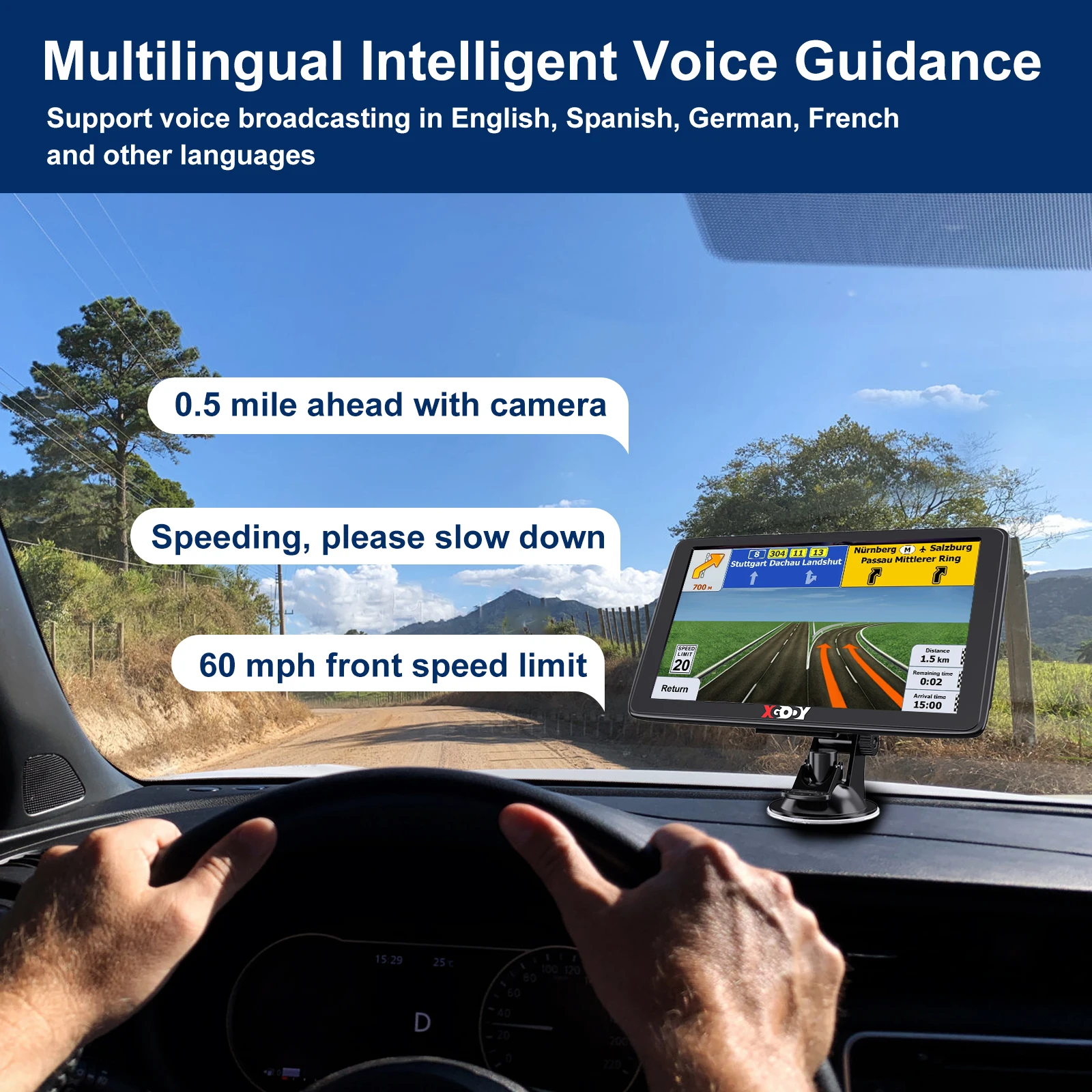 XGODY 7" Car GPS Navigation Truck GPS 256M+8G Navigtor Touch Screen Sunshade Sat Nav Navitel Lastest Europe America Maps