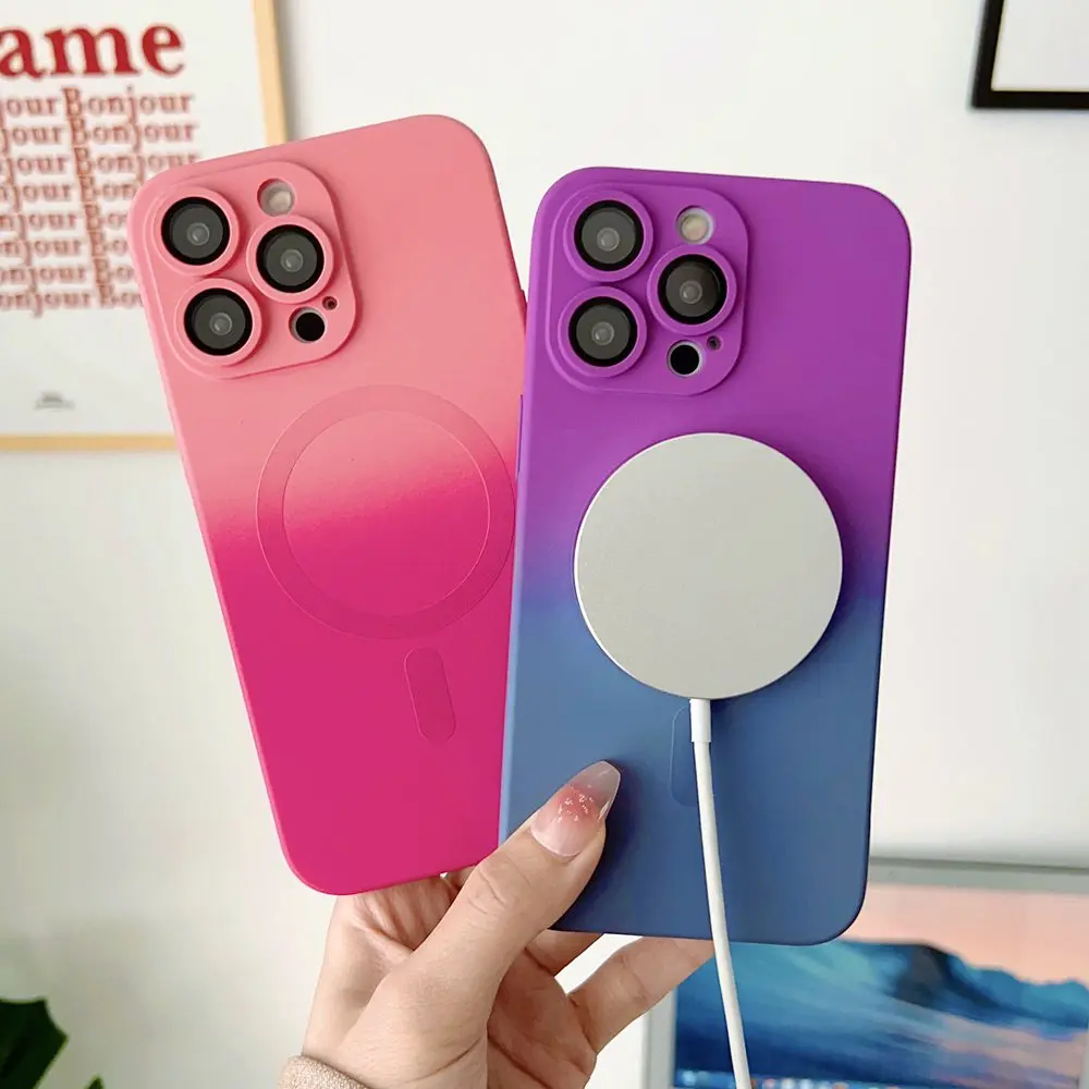Rainbow Case for iPhone 14 Plus 11 12 13 14 Pro Max Magsafe Silicone Wireless Charger