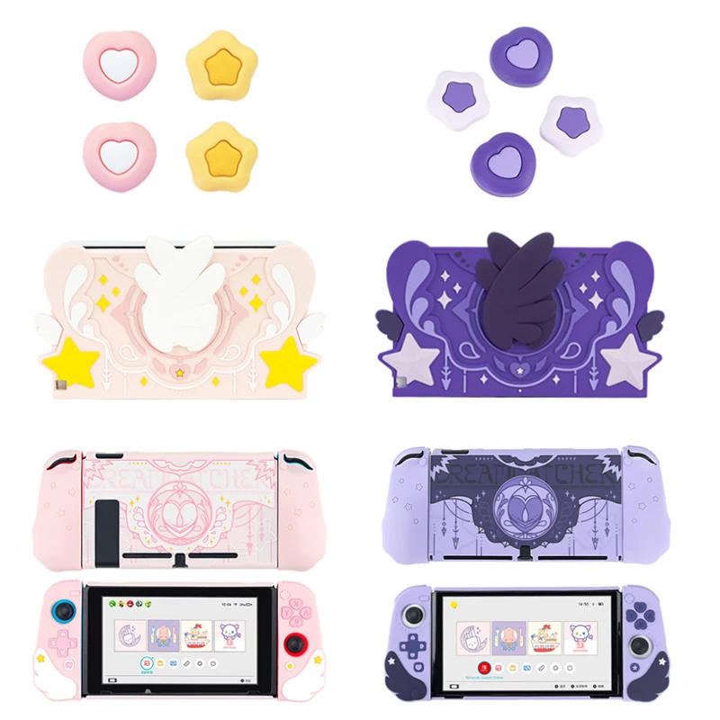 Star Wings Tv Dock Charger Protezione In Silicone Per Switch/Ns Oled Hard Case Joy-Con Soft Hand Grip Shell Thumb Stick Cap Cover