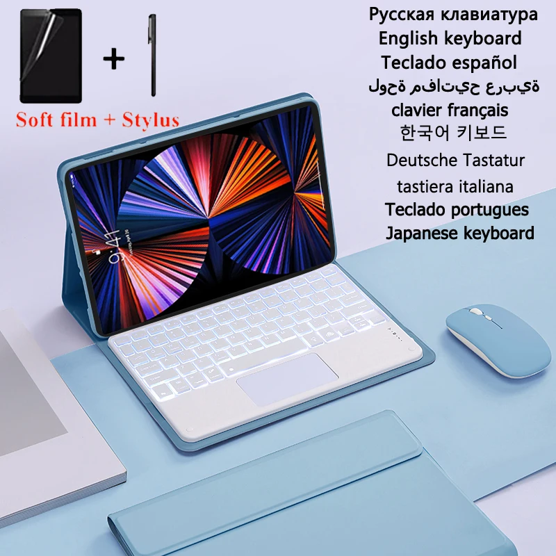 Touchpad Teclado Retroiluminado Capa para Funda Xiaomi mi Almofada Teclado para Funda mi Almofada Teclado Espanhol Japonês Russo
