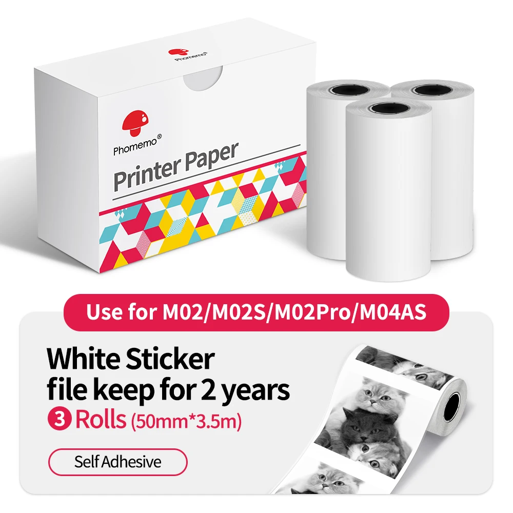 Papier-thermique-autocollant-Phomemo-d-origine-3-rouleaux-compatible ...