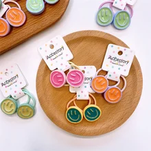 

2022 New Spring 2PCS/Set Cute Plate Oil Dripping Smiling Face Small Rubber Elastic Hair Band Tie For Girl Children Fashion Gift