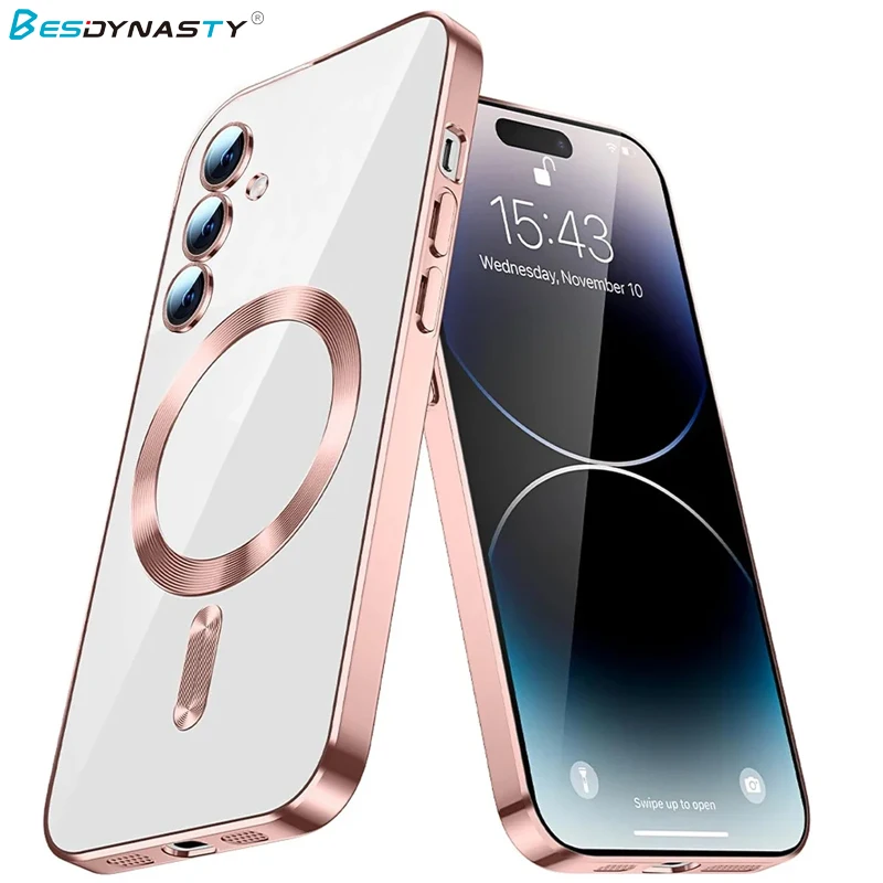 Luxury Soft Silicone Plating Armor Magnetic Phone Case with MagSafe Compatibility