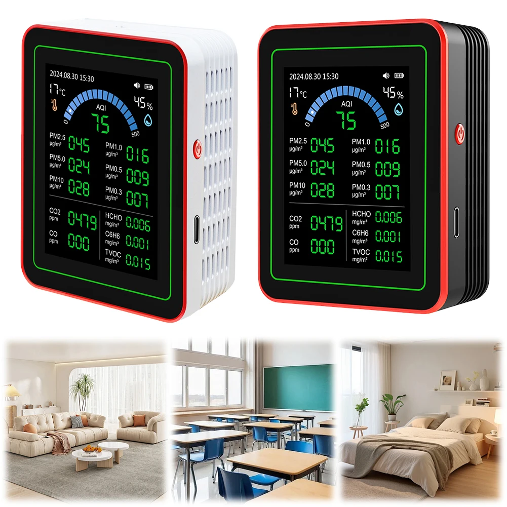 Multifunctional 18 in 1 CO2 Meter Digital Temperature Humidity Tester Carbon DioxidePM2.5 PM10 PM0.5 PM0.3 Air Quality Monitor