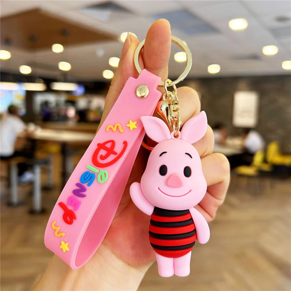 Disney Winnie Piglet Tigger Keychain Cartoon Anime Cute Doll Bag