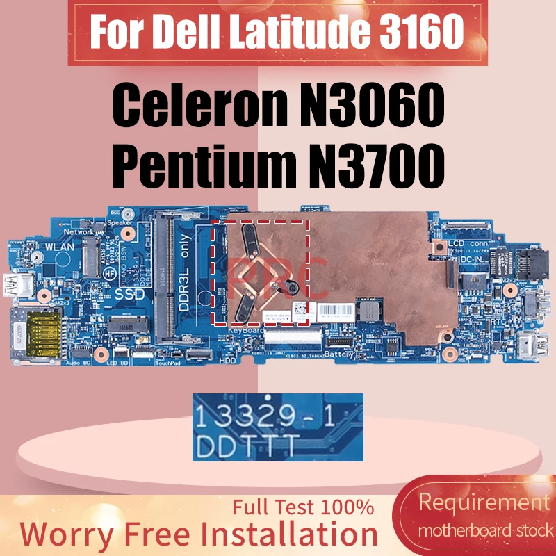 

For DELL Latitude 3160 Laptop Motherboard 13329-1 Celeron N3060 Pentium N3700 0KD63D 029N01 0KD63D Notebook Mainboard