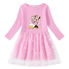  Autumn Kids Clothes Daisy Duck Minnie Mouse Cartoon Long Sleeve Princess Dress Vestidos Party Birthday Costume Spring Outfits 