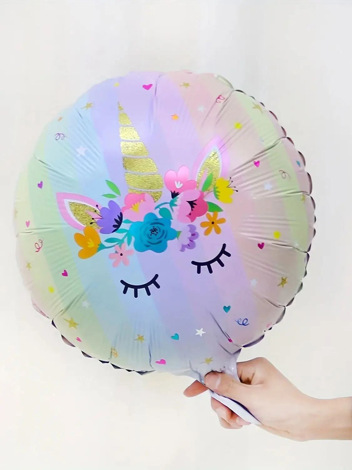 18-Zoll-runde Wimpernblume, aufblasbarer Einhorn-Folienballon, alles Gute zum Geburtstag, Mädchen, Party, Urlaub, Hochzeit, Dekoration, Geschenke – Detail 6