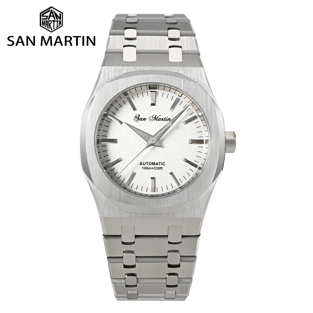 San Martin Luxury Watch Men Automatic Mechanische Watches Waterproof Miyota 9015 Oak Oyster Bracciale 10Bar Business Reloj Sn0013