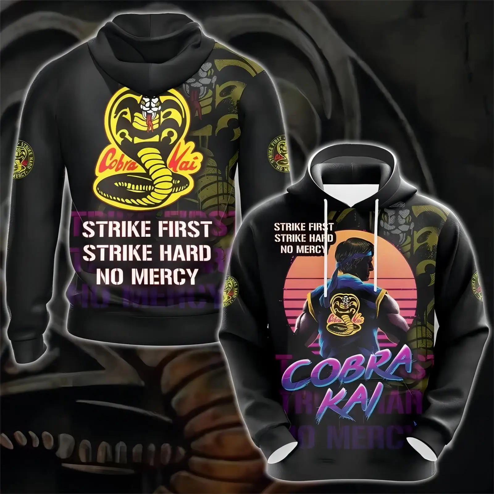 Autumn New Cobra Kai Fun Hoodie Men's and Women's Fashion Casual Harajuku Hoodie Pullover Unisex Hip Hop Plus Size Sports Hoodie