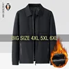 Men Jacket Coats Flannel Lapel Oversize 4XL 5XL 6XL Plus Size Windbreaker Business Spring Autumn Pocket Trench Warm Casual Male 1