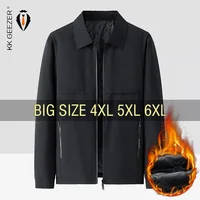Men Jacket Coats Flannel Lapel Oversize 4XL 5XL 6XL Plus Size Windbreaker Business Spring Autumn Pocket Trench Warm Casual Male 1