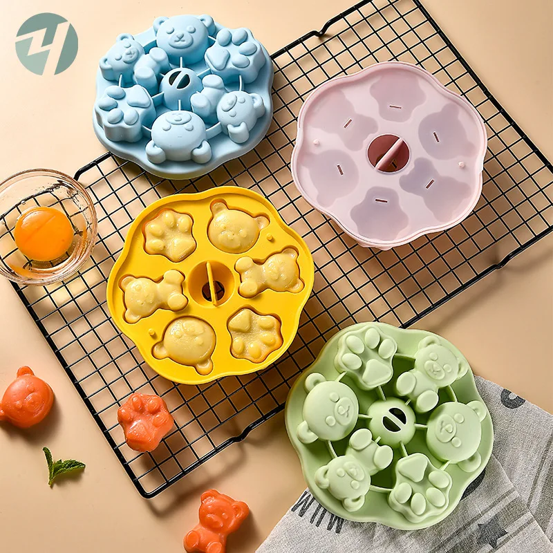 

Little Bear Silicone Ice Cream Mold Cake Mold Steamed Pastry Mold Cartoon Chocolate Mold Baby Auxiliary Food Tools Baking Mold