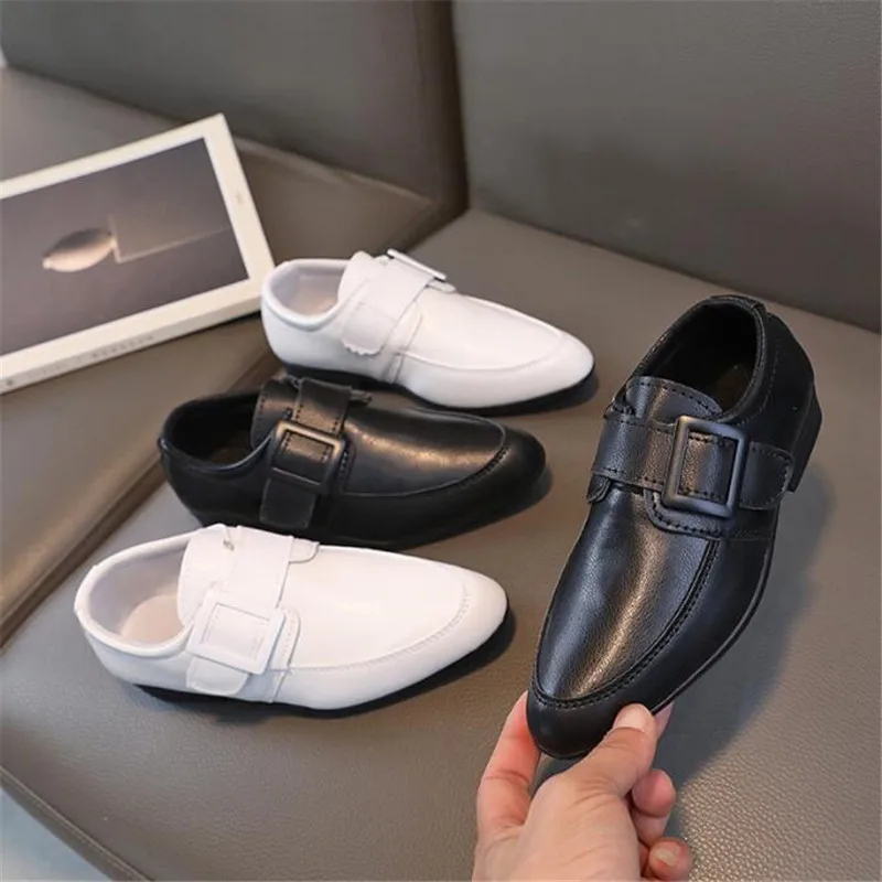 Boy Performance Shoe Pointed Toe Children Leather Casual Shoe Black Boy Girl Kids Wedding