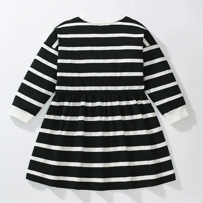 Kids Clothes Children's Clothing Baby Girls 2025 Autumn Spring Cotton Long Sleeves Striped Cartoon Dogs Dresses